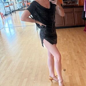 Elegant Black Sequin Latin/ rhythm dance‎ Dress